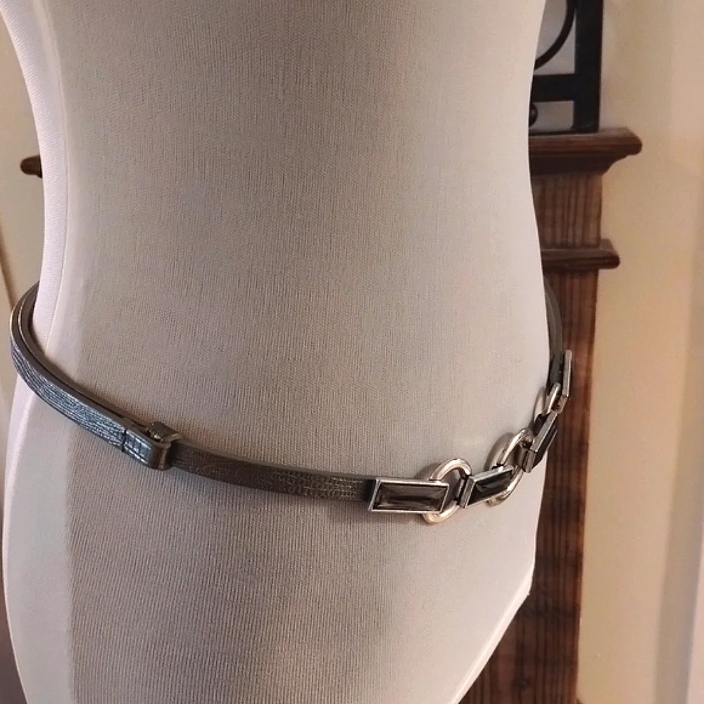 Chico's Silver Women's Belt With Pewter Color Accents Size M/L